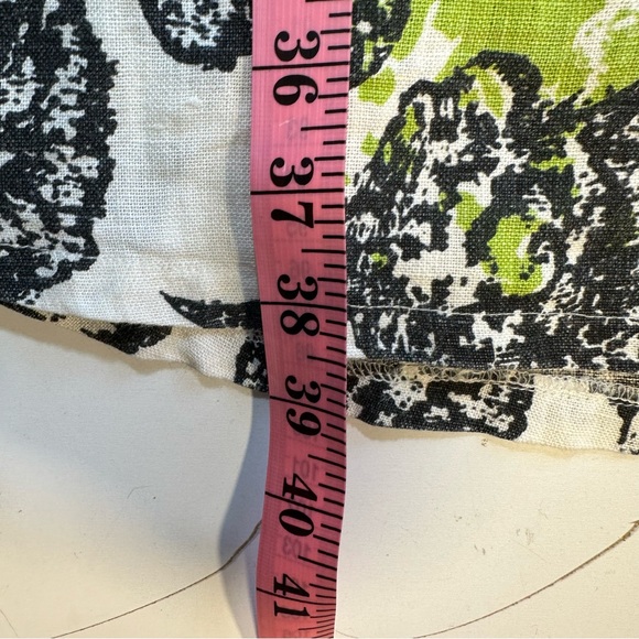 Snapdragon & Twig 100% Linen Orbit Green Cream Black Floral Oversized Dress XS - Picture 16 of 16